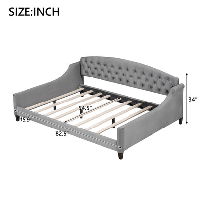 Full Gray Upholstered Daybed - Wood Frame