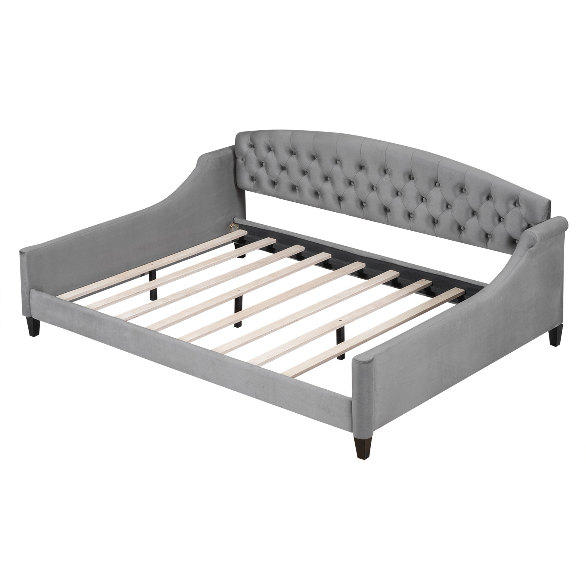Full Gray Upholstered Daybed - Wood Frame