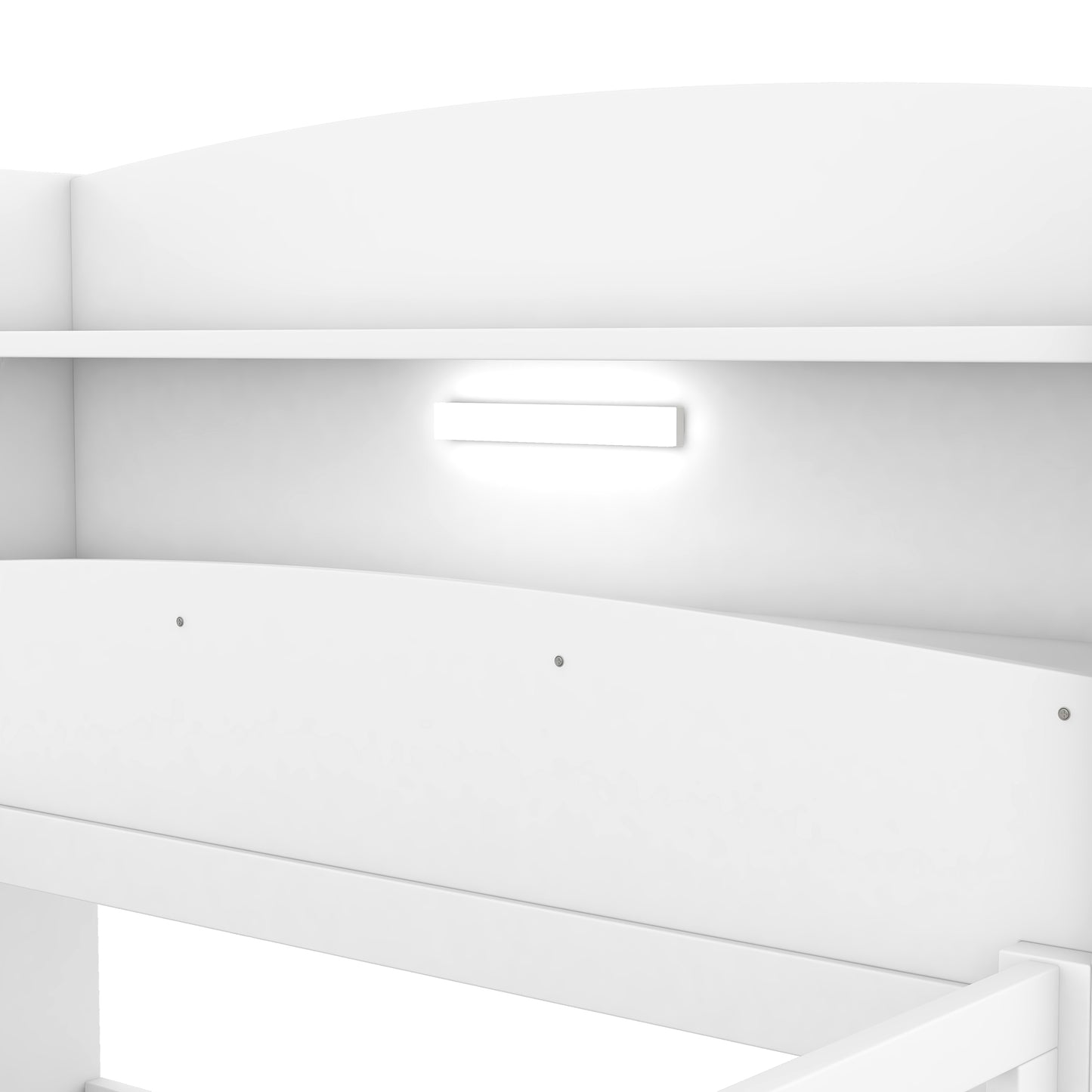 Twin Size Platform Bed with Storage Headboard, White