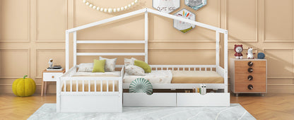 Twin Size White Wood Bed Frame with Storage for Bedroom