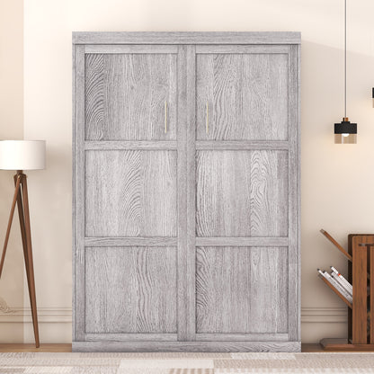 Full Size Murphy Bed Folding Cabinet Grey for Bedroom