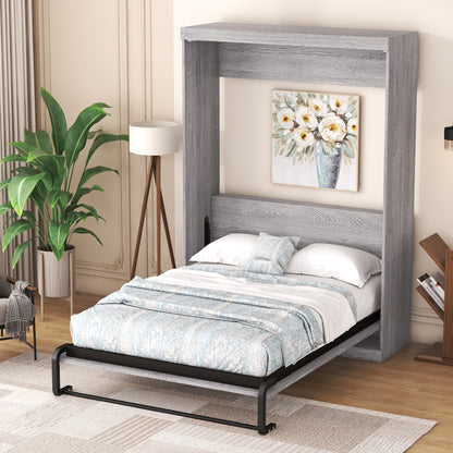Full Size Murphy Bed Folding Cabinet Grey for Bedroom