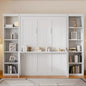 Queen Size Murphy Bed with Desk and Bookshelf, White