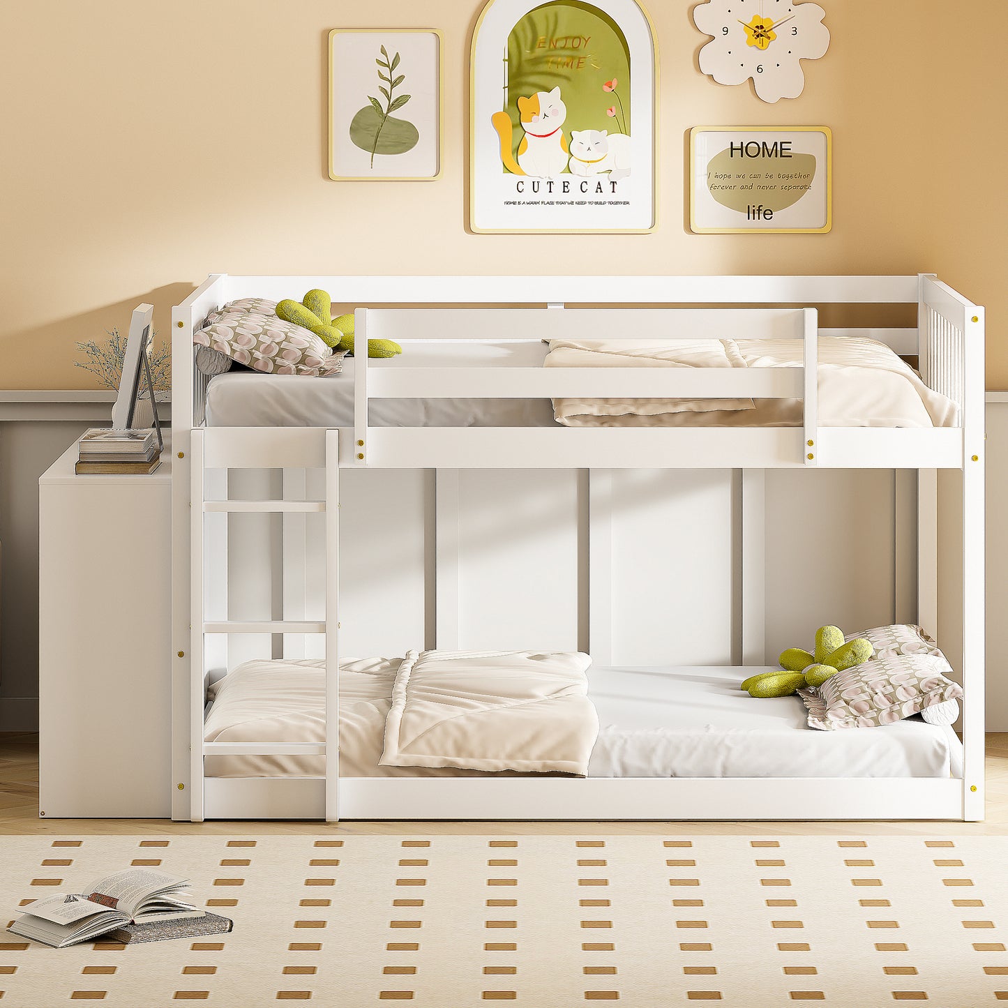 Full Over Full Bunk Bed - White Solid Wood