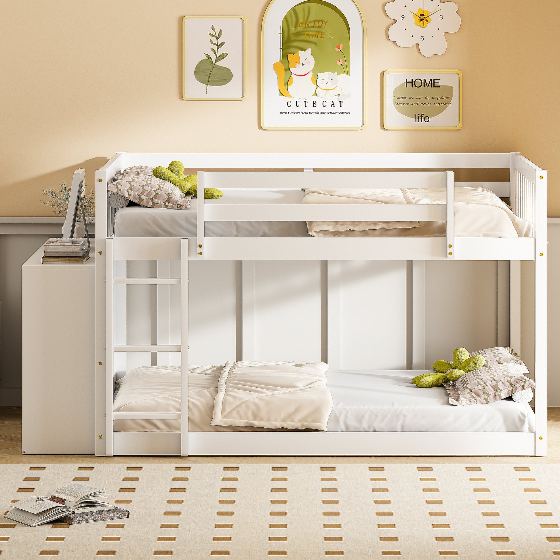 Full Over Full Bunk Bed - White Solid Wood