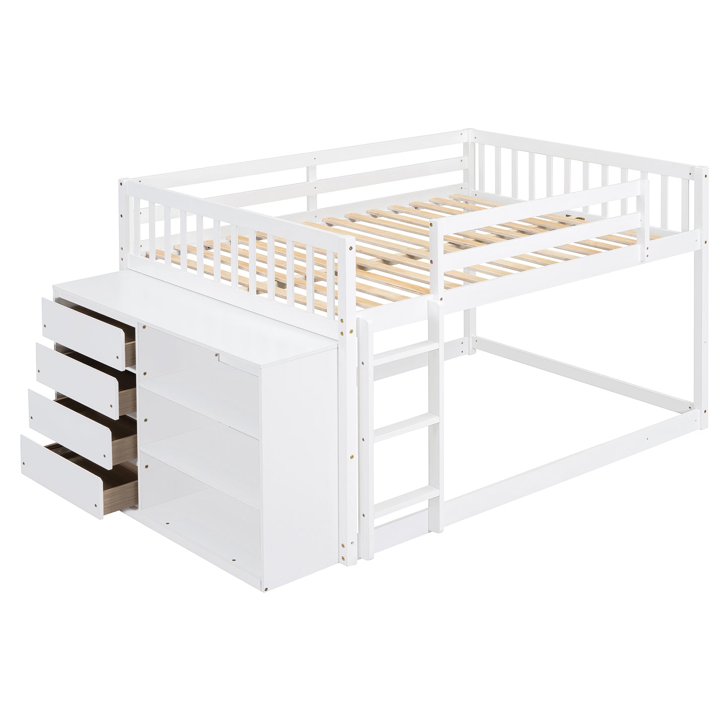 Full Over Full Bunk Bed - White Solid Wood