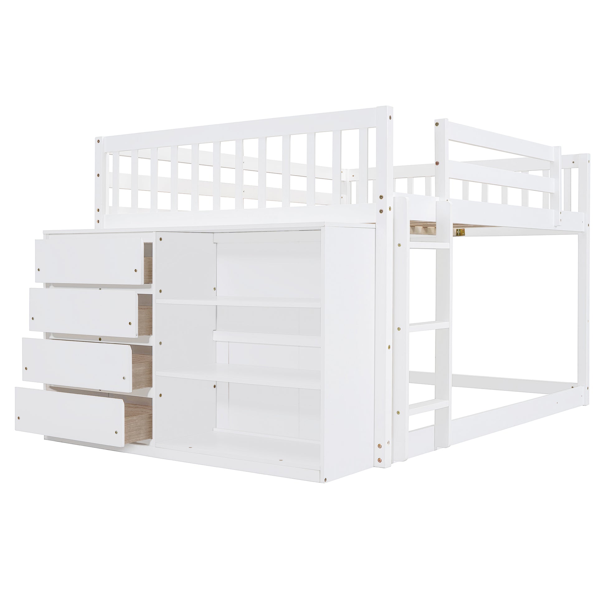 Full Over Full Bunk Bed - White Solid Wood