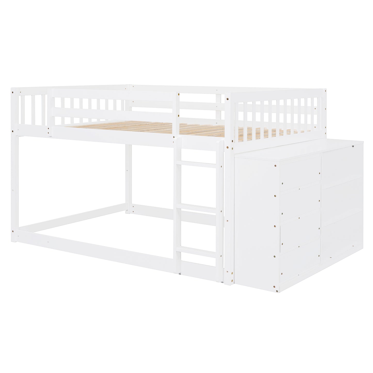 Full Over Full Bunk Bed - White Solid Wood