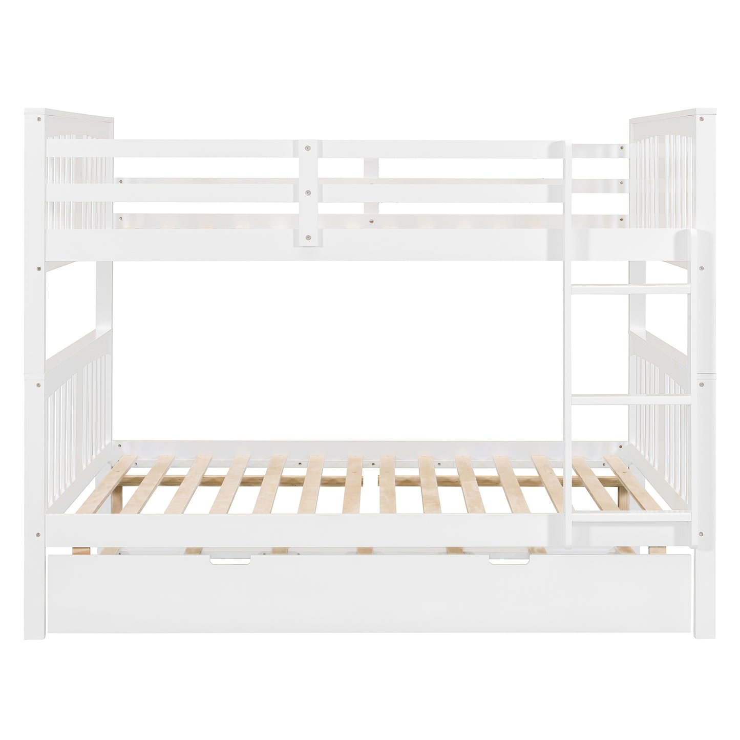 Solid Wood Full Over Full Bunk Bed with Twin Trundle for Bedroom