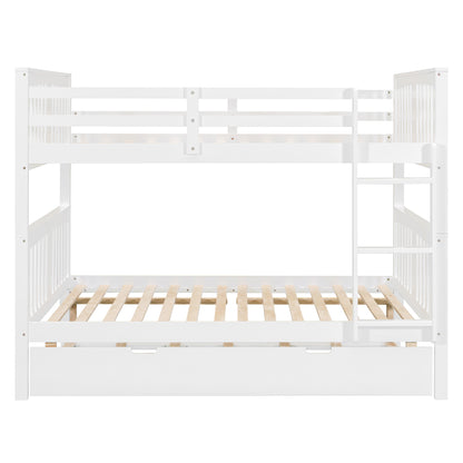Solid Wood Full Over Full Bunk Bed with Twin Trundle for Bedroom