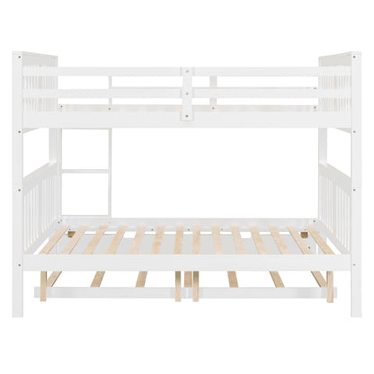 Solid Wood Full Over Full Bunk Bed with Twin Trundle for Bedroom