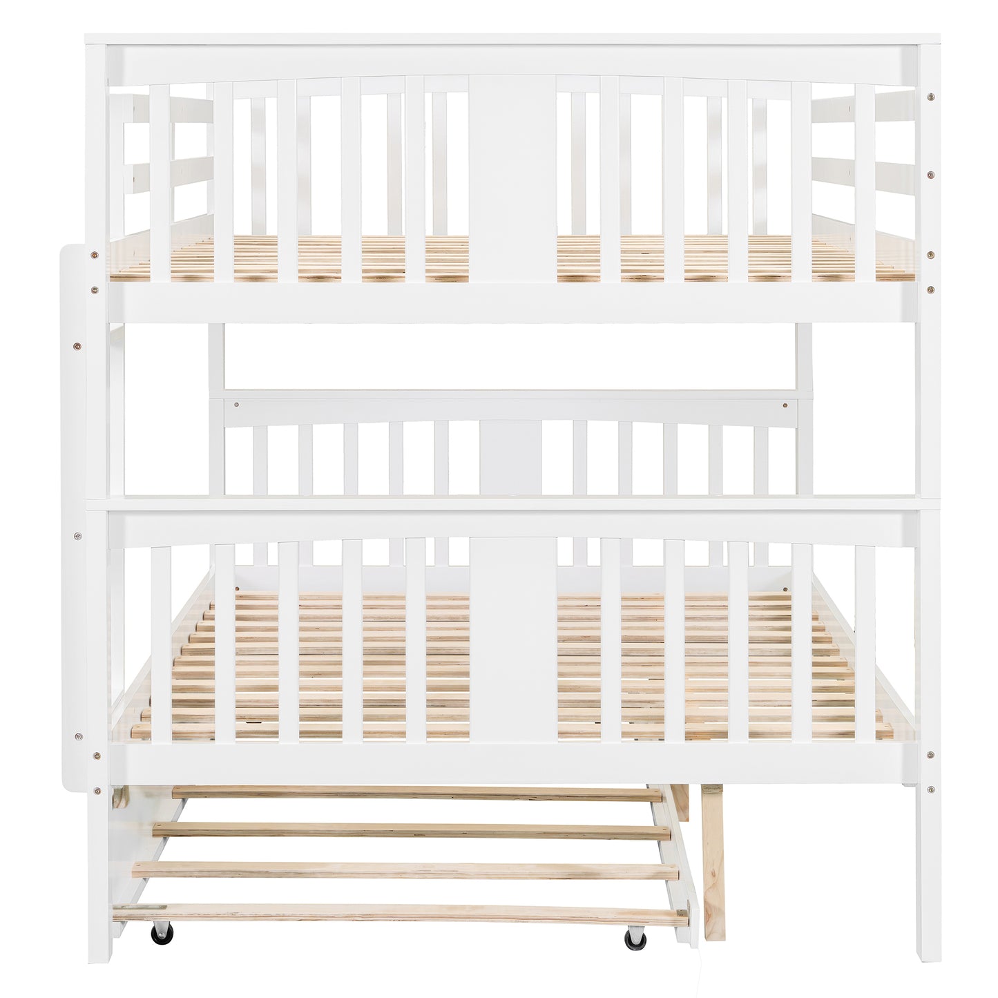 Solid Wood Full Over Full Bunk Bed with Twin Trundle for Bedroom