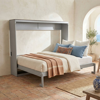 Queen Size Murphy Bed - Gray Plywood Frame for Bedroom