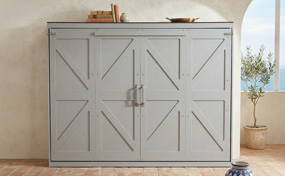 Queen Size Murphy Bed - Gray Plywood Frame for Bedroom