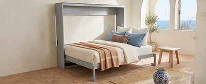 Queen Size Murphy Bed - Gray Plywood Frame for Bedroom