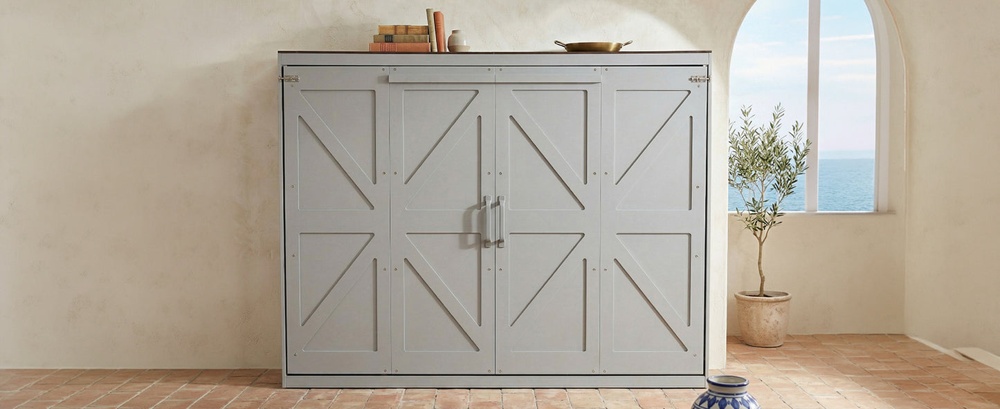 Queen Size Murphy Bed - Gray Plywood Frame for Bedroom