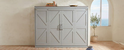 Queen Size Murphy Bed - Gray Plywood Frame for Bedroom