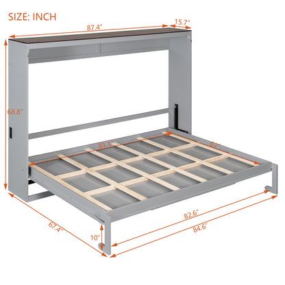 Queen Size Murphy Bed - Gray Plywood Frame for Bedroom