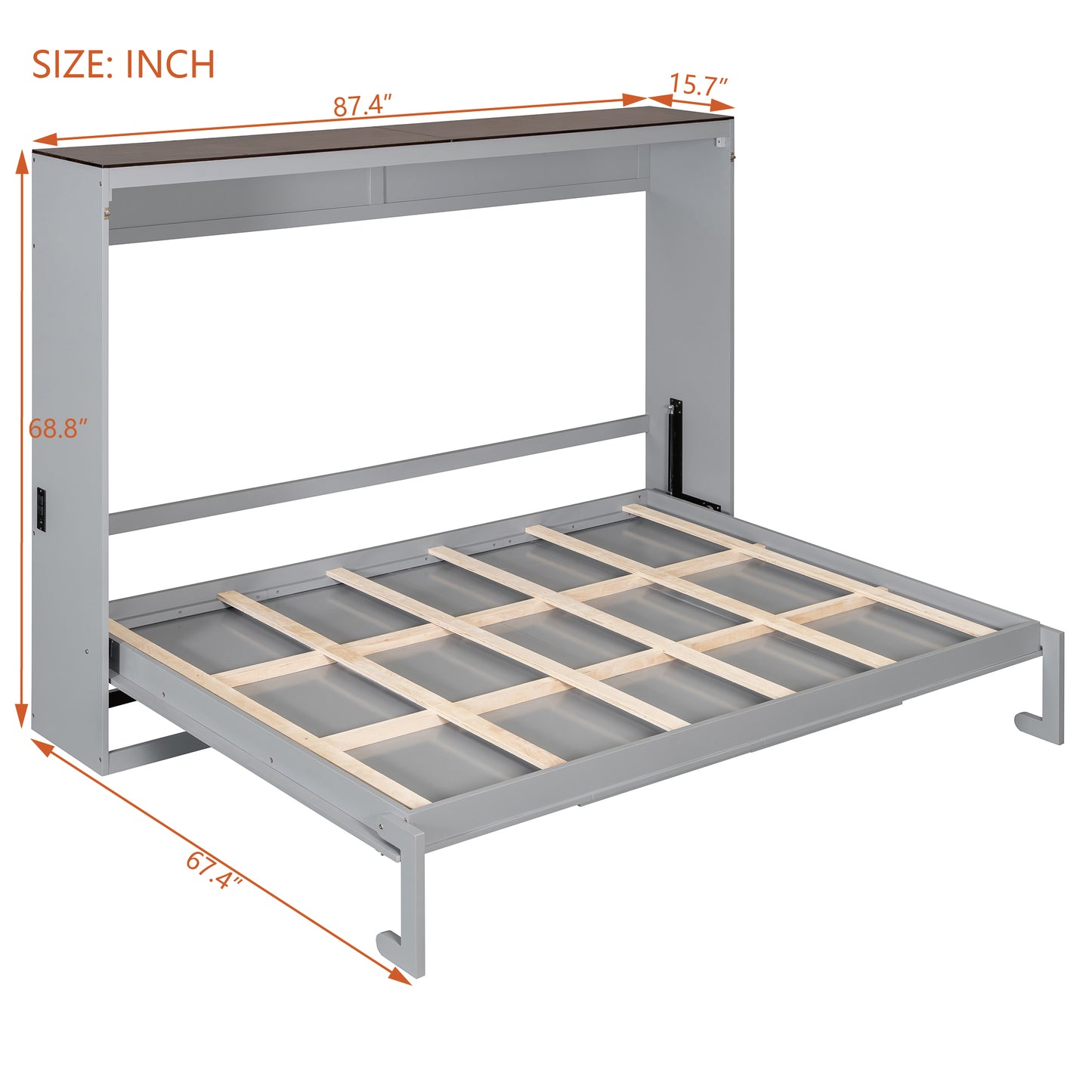Queen Size Murphy Bed - Gray Plywood Frame for Bedroom