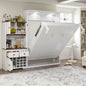 Queen Size Murphy Bed with Storage Cabinet, Wine Rack, Glass Holder, Drawers and Multi-Color LED Strip, White(OLD SKU:LP000391AAK)