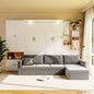 Queen Size Murphy Bed with Large Sofa, Storage Shelves & Cabinets, Modern Space-Saving Wall Bed with Dual Lights-White & Gray Sofa