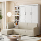 Queen Size Murphy Bed Wall Bed with Sofa and Shelves,White(OLD SKU:LP000592AAK-2)