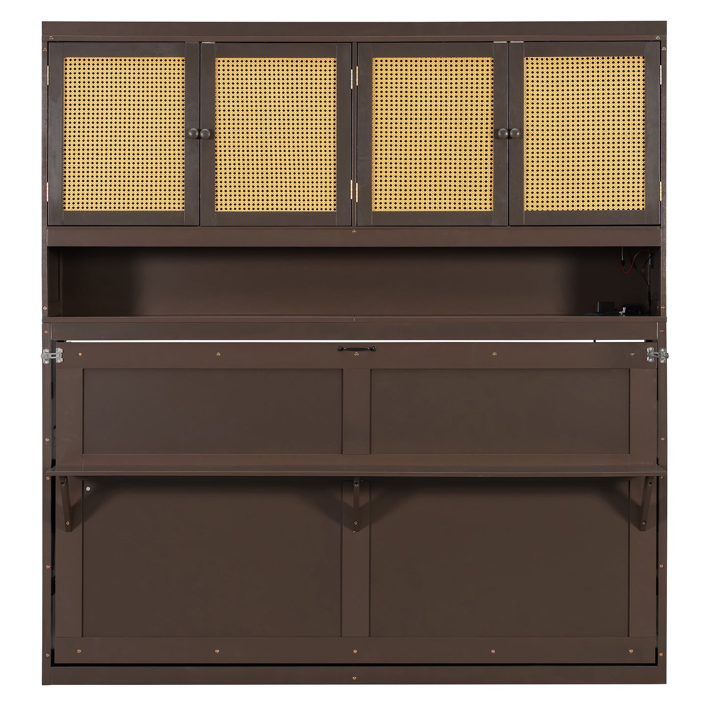 Twin Size Murphy Bed with Storage Cabinet - Espresso for Bedroom