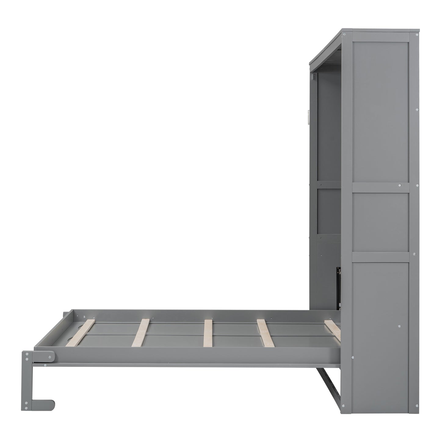 Queen Size Gray Murphy Bed Wall Bed with Storage for Bedroom