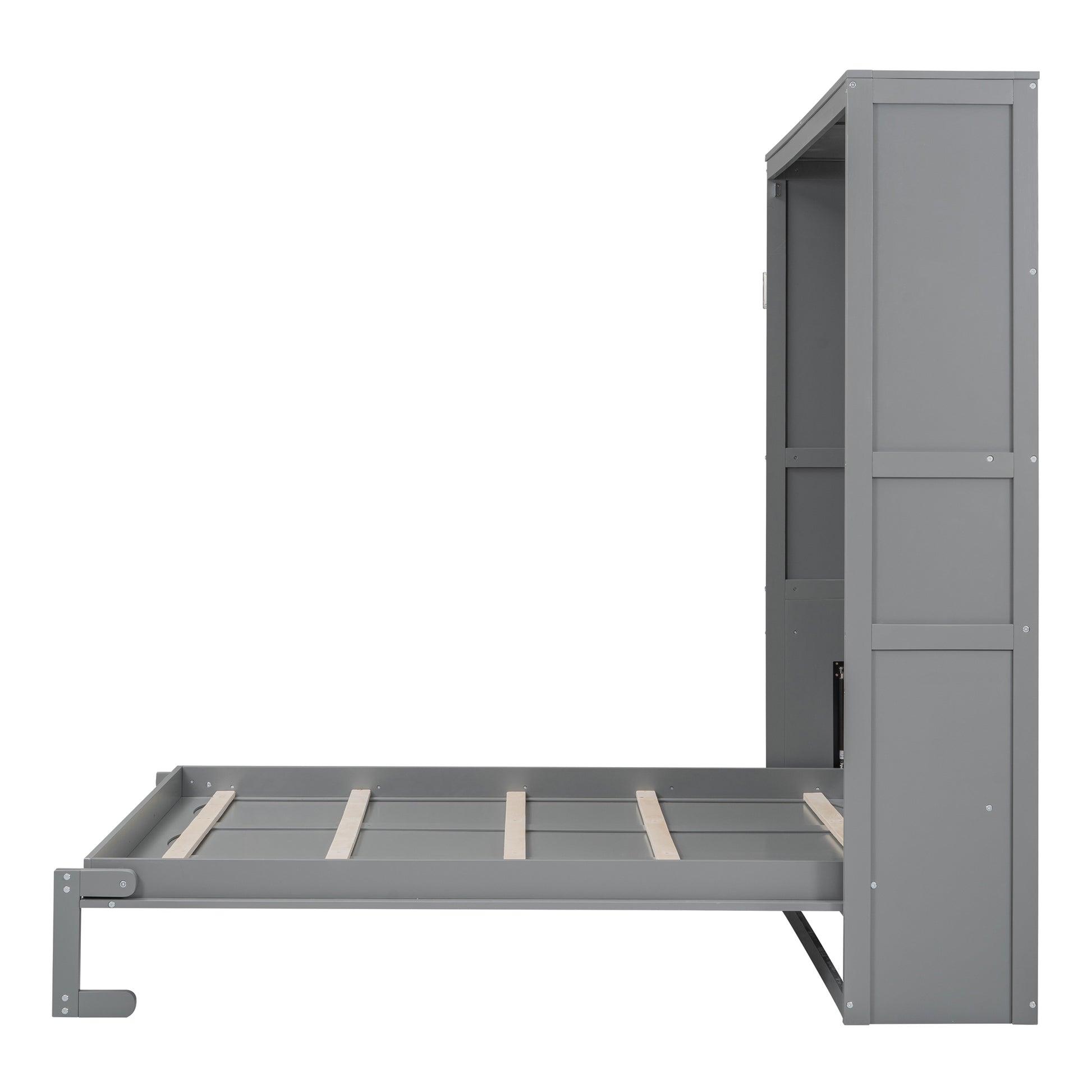 Queen Size Gray Murphy Bed Wall Bed with Storage for Bedroom