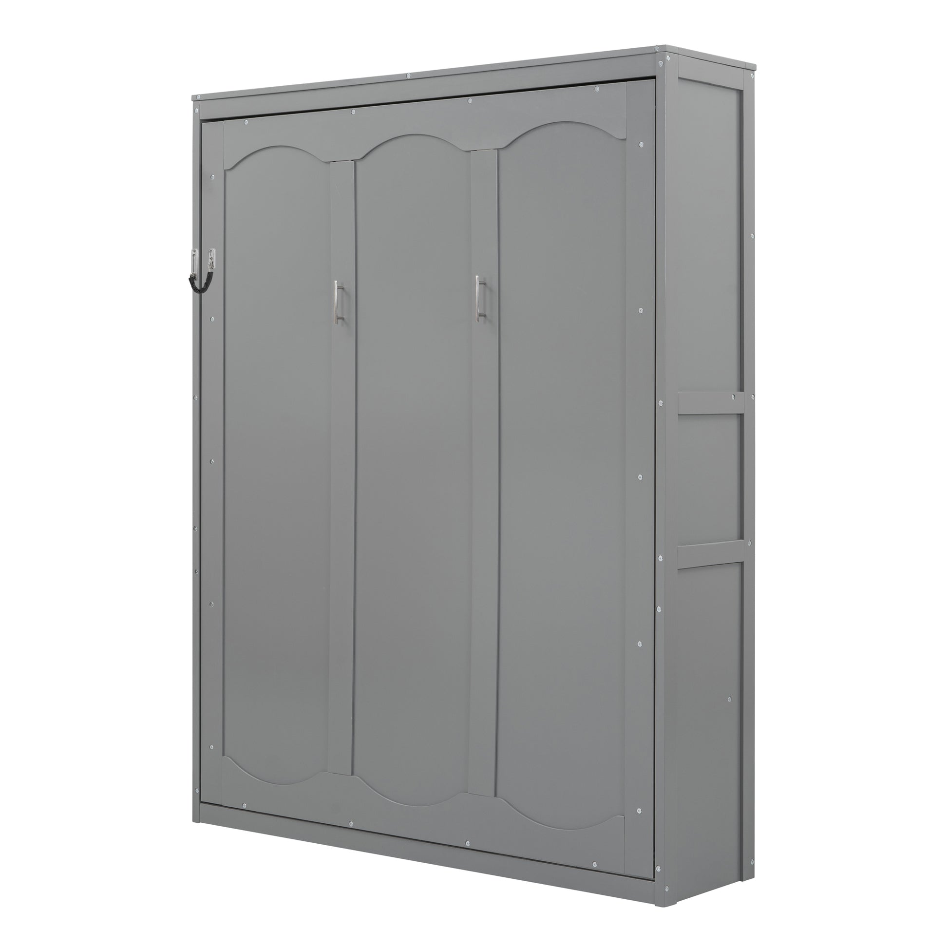 Queen Size Gray Murphy Bed Wall Bed with Storage for Bedroom