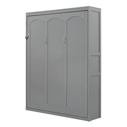 Queen Size Gray Murphy Bed Wall Bed with Storage for Bedroom