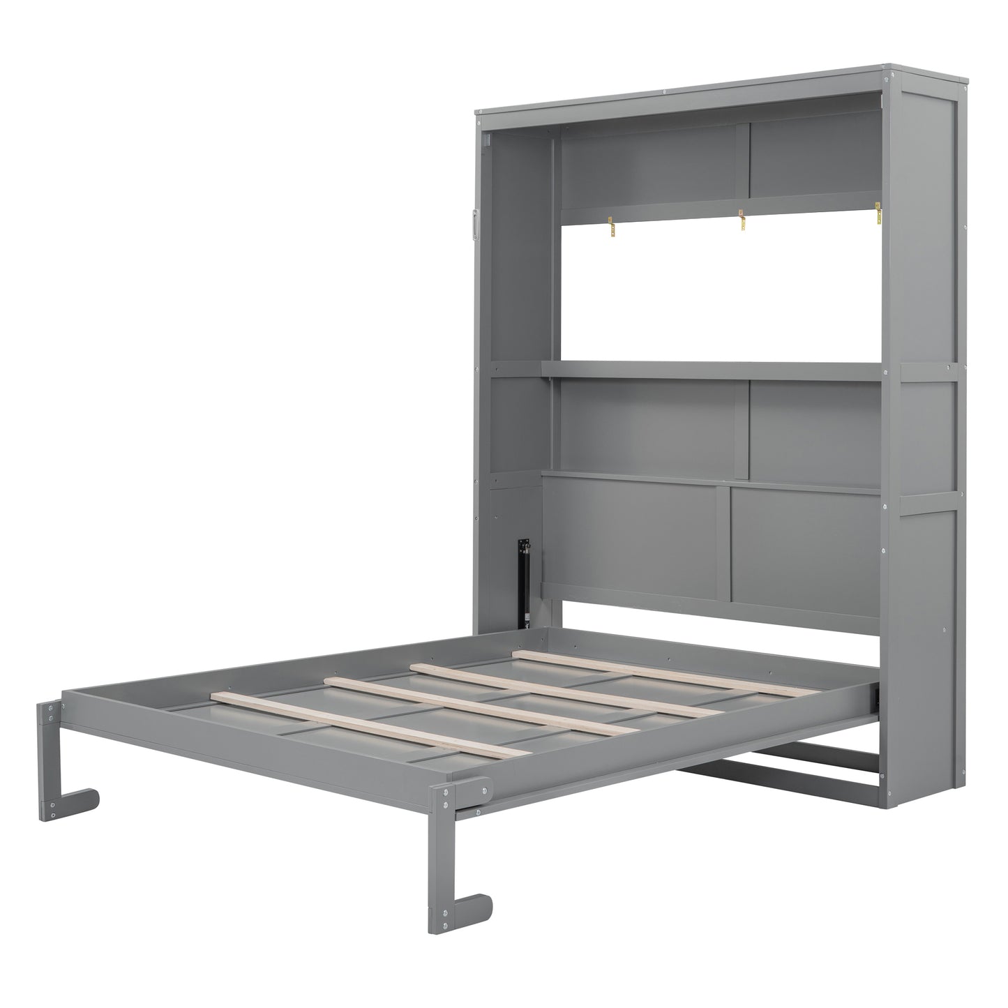 Queen Size Gray Murphy Bed Wall Bed with Storage for Bedroom