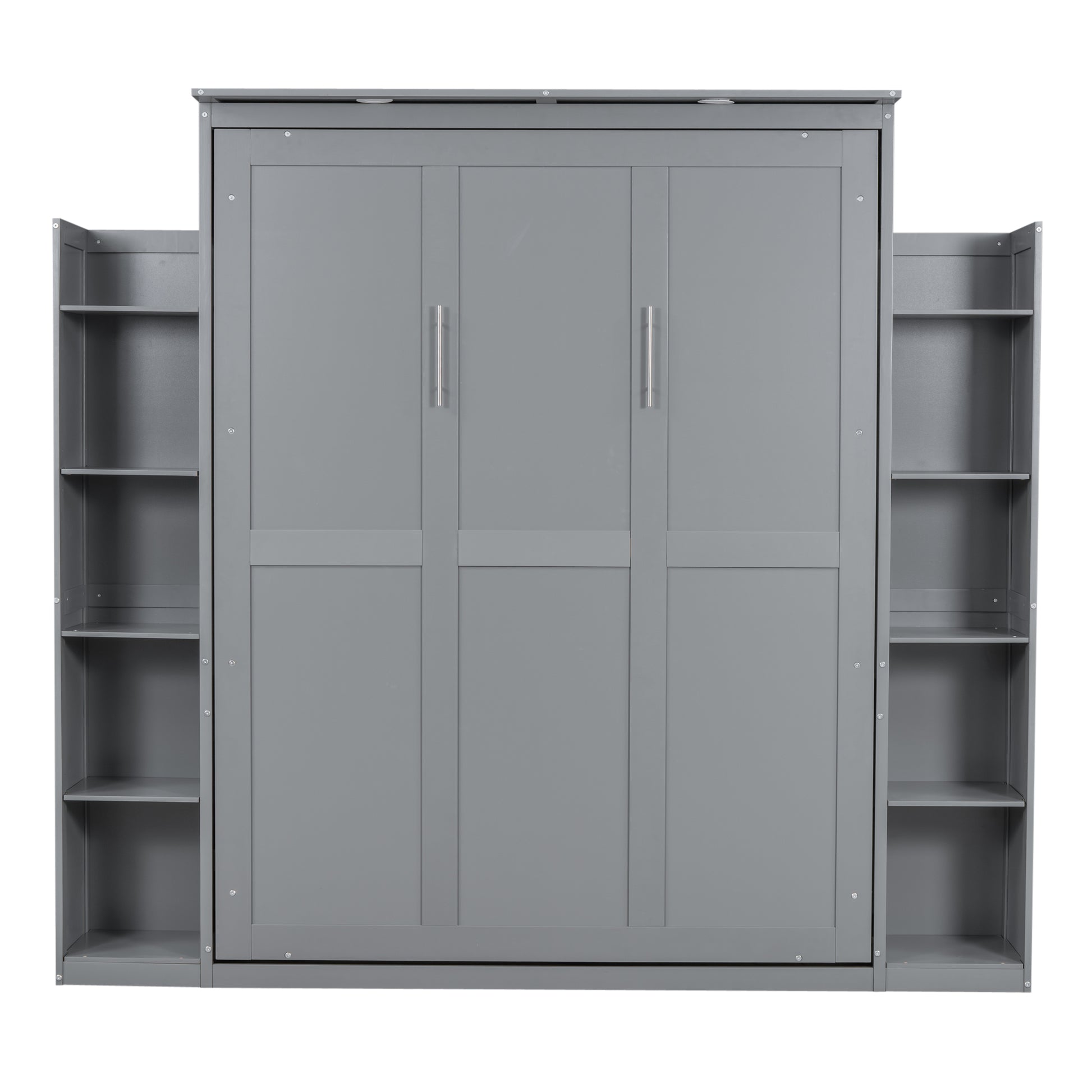 Queen Size Gray Murphy Bed Wall Bed with Storage for Bedroom