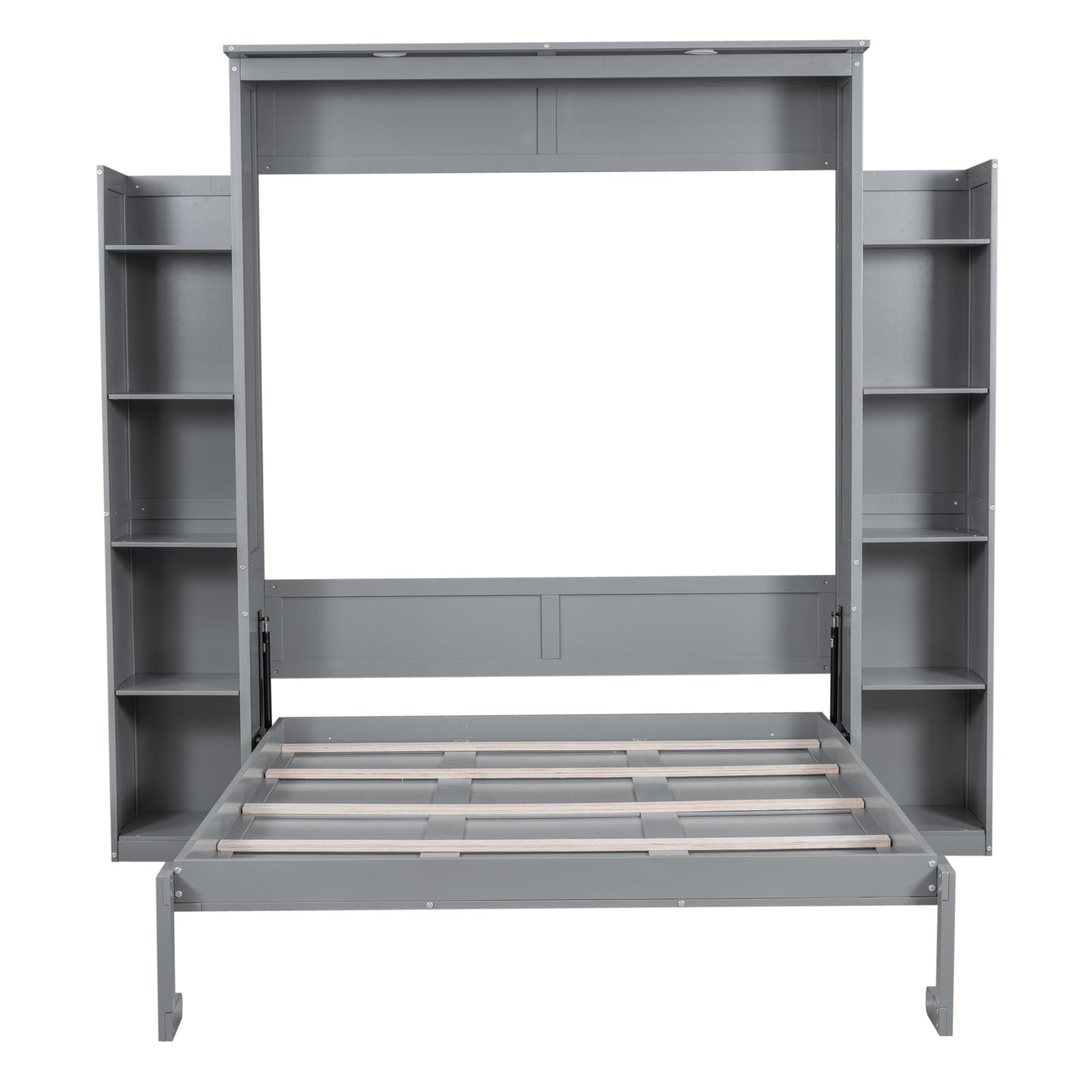 Queen Size Gray Murphy Bed Wall Bed with Storage for Bedroom