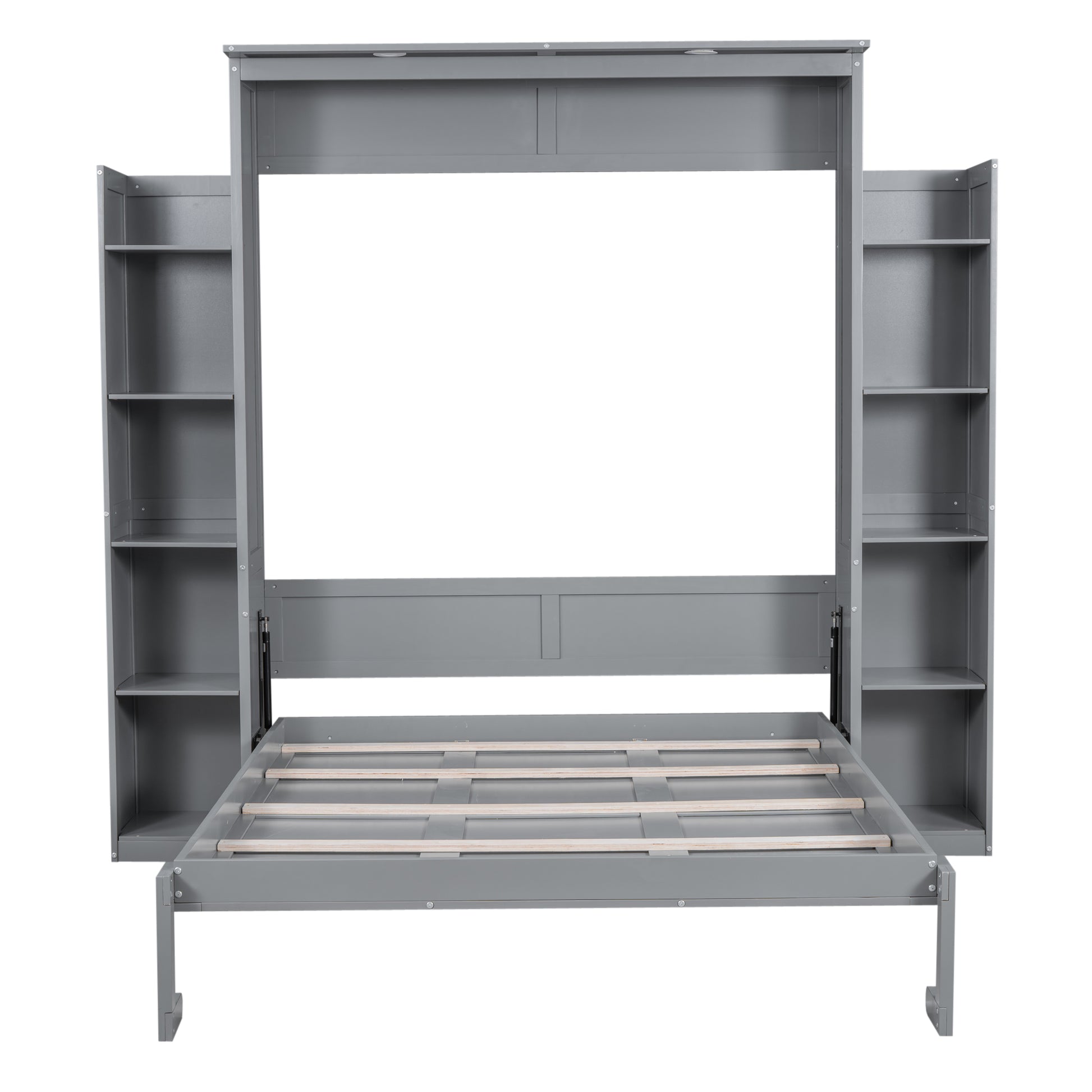 Queen Size Gray Murphy Bed Wall Bed with Storage for Bedroom