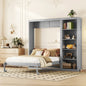 Queen Size Murphy Bed Wall Bed with Shelves,Gray(OLD SKU:LP000697AAE-1)