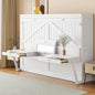Queen Size Wall Murphy Bed with Storage, Foldable Cabinet Bed with Vanity Desk, Center Mirror & 2 Side Drawers, White(OLD SKU:LP000766AAK)