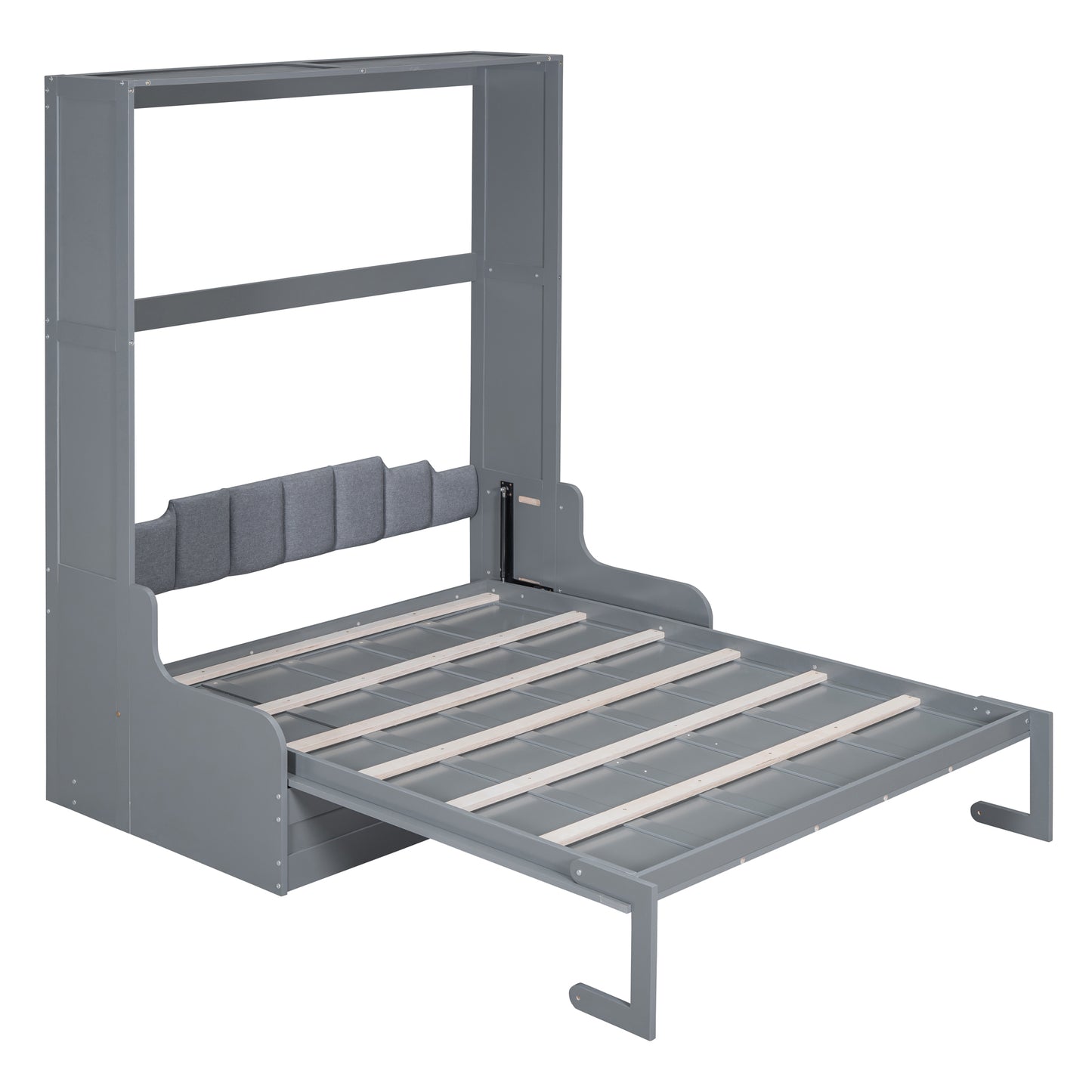 Queen Size Murphy Bed Gray MDF Frame - Space Saving Bed for Bedroom