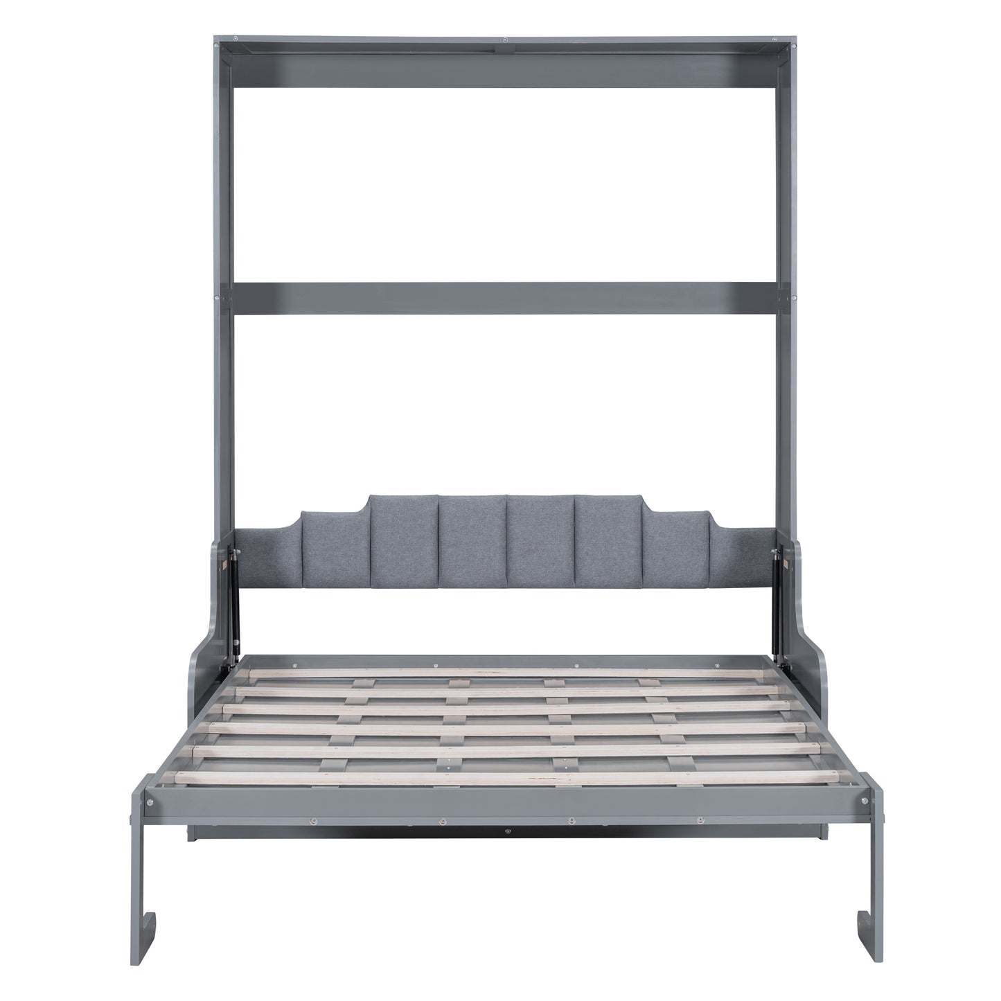 Queen Size Murphy Bed Gray MDF Frame - Space Saving Bed for Bedroom