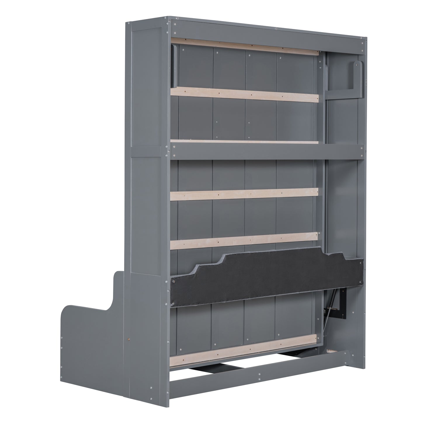 Queen Size Murphy Bed Gray MDF Frame - Space Saving Bed for Bedroom