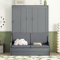 Queen Size Murphy Bed Wall Bed with Cushion,Gray(OLD SKU:LP000791AAE-2)