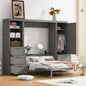 Queen Size Murphy Bed Wall Bed with Closet ,Drawers and Shelves,Gray(OLD SKU :LP000865AAE)