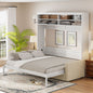 Queen Size Murphy Bed Wall Bed with Sofa,White