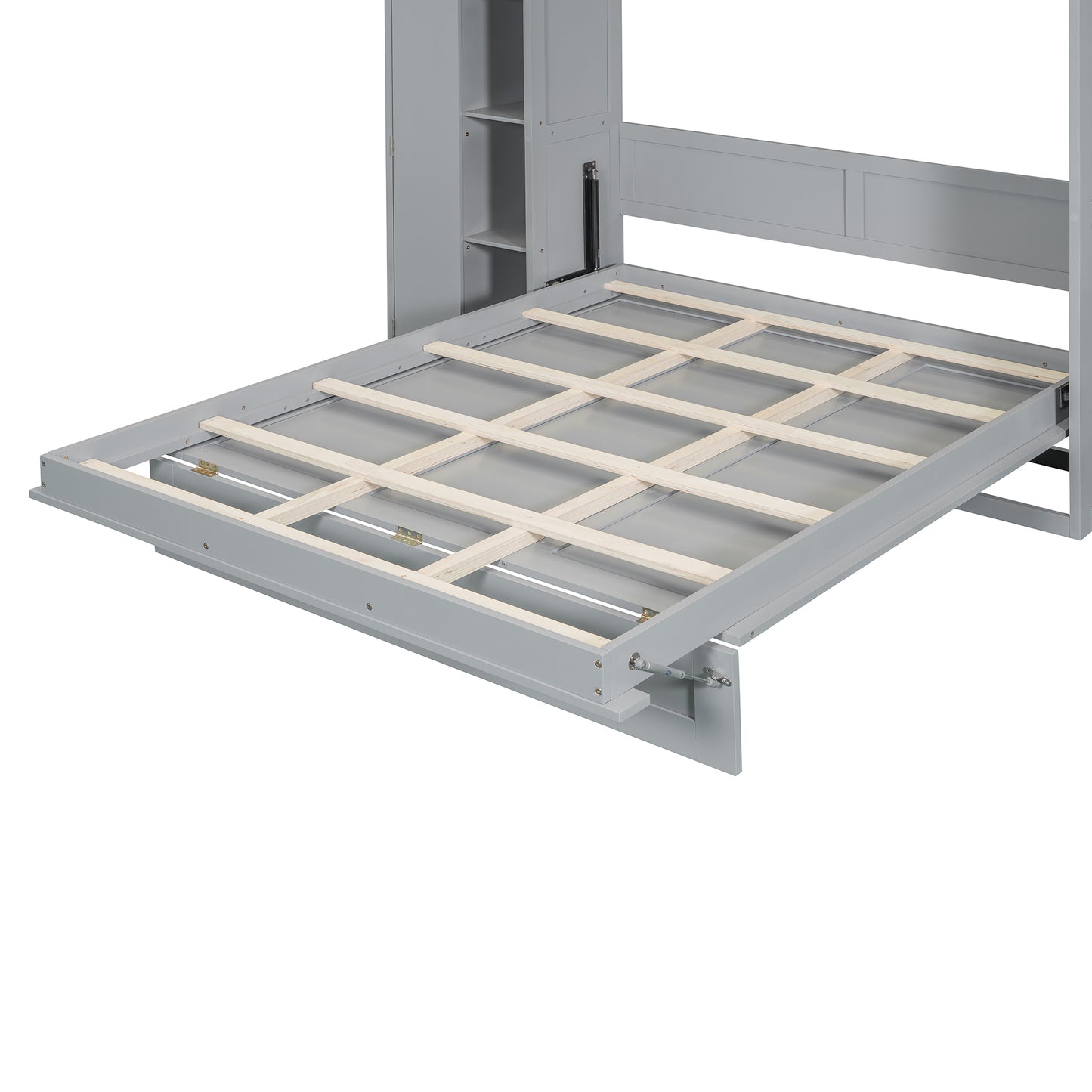 Gray Murphy Bed with Storage - Full Size Wall Bed for Bedroom