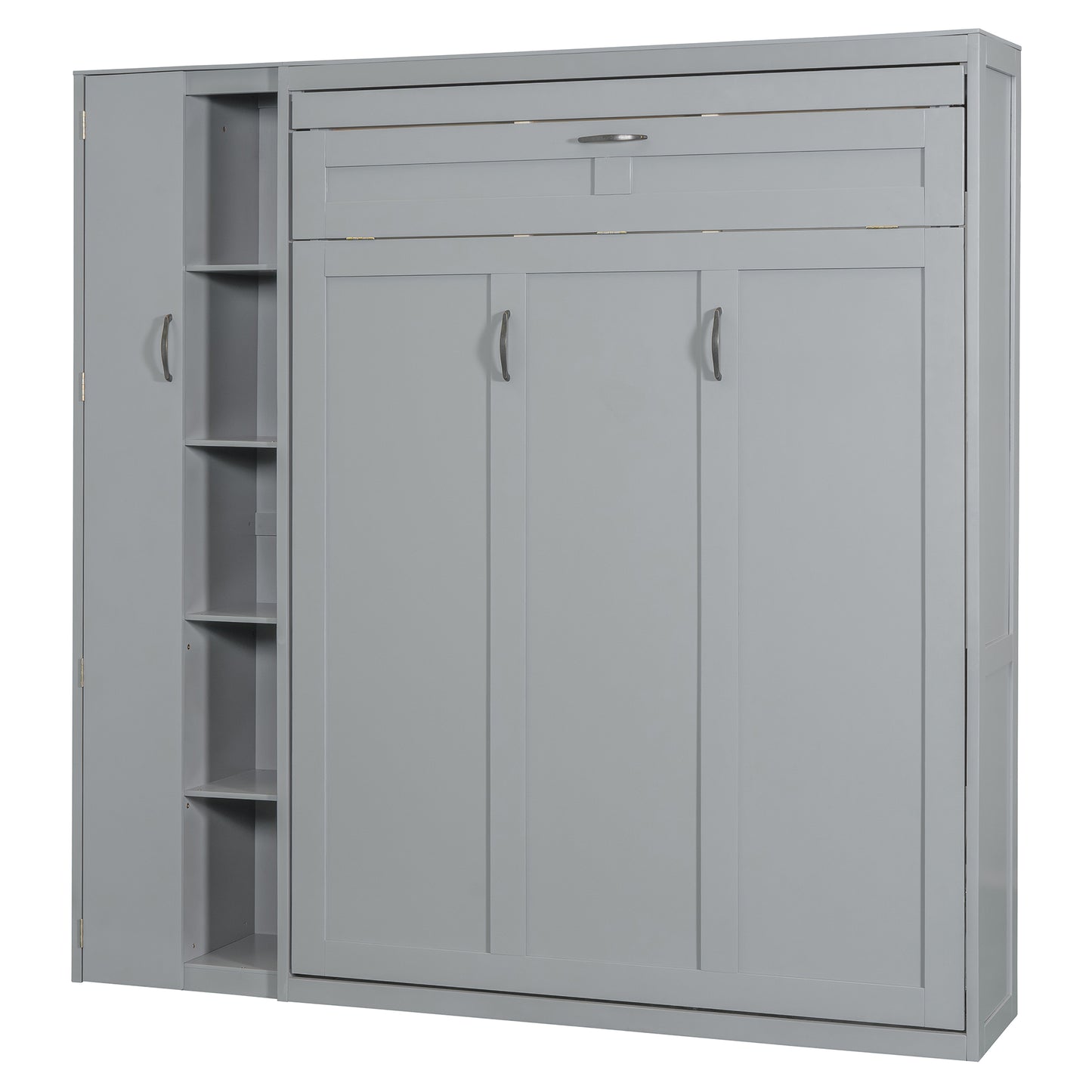 Gray Murphy Bed with Storage - Full Size Wall Bed for Bedroom