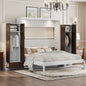 Queen Size Murphy Bed Wall Bed with Closet ,Drawers and Table,White(OLD SKU:LP000925AAK)