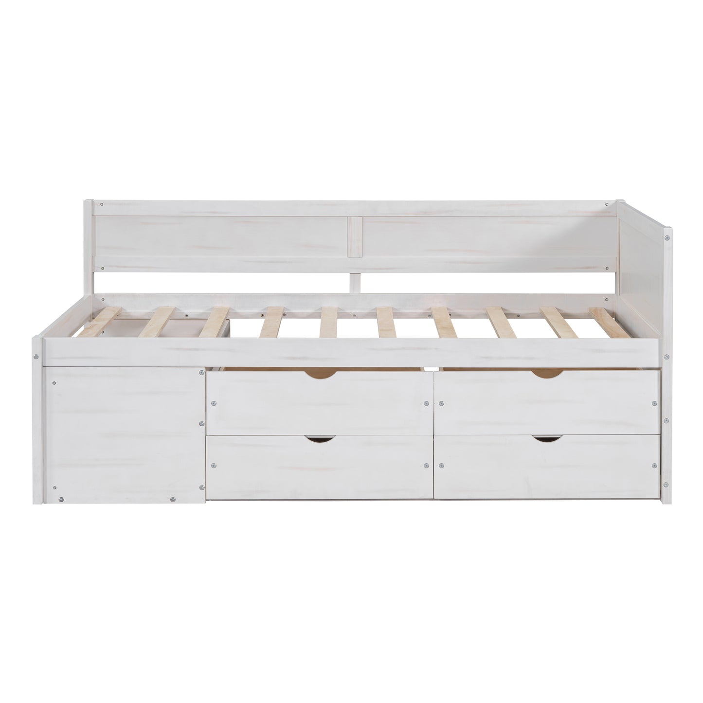 Twin Size Daybed with Drawers & Shelves - White Solid Wood for Bedroom