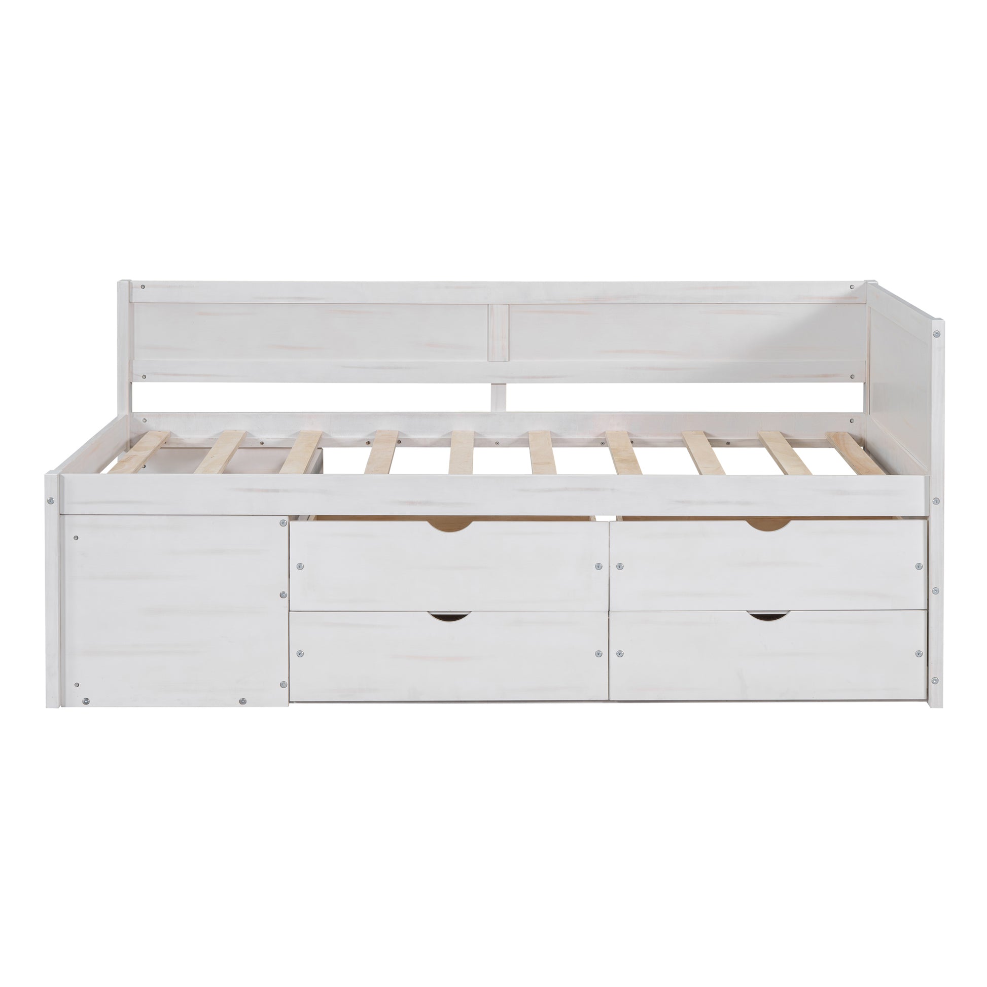 Twin Size Daybed with Drawers & Shelves - White Solid Wood for Bedroom