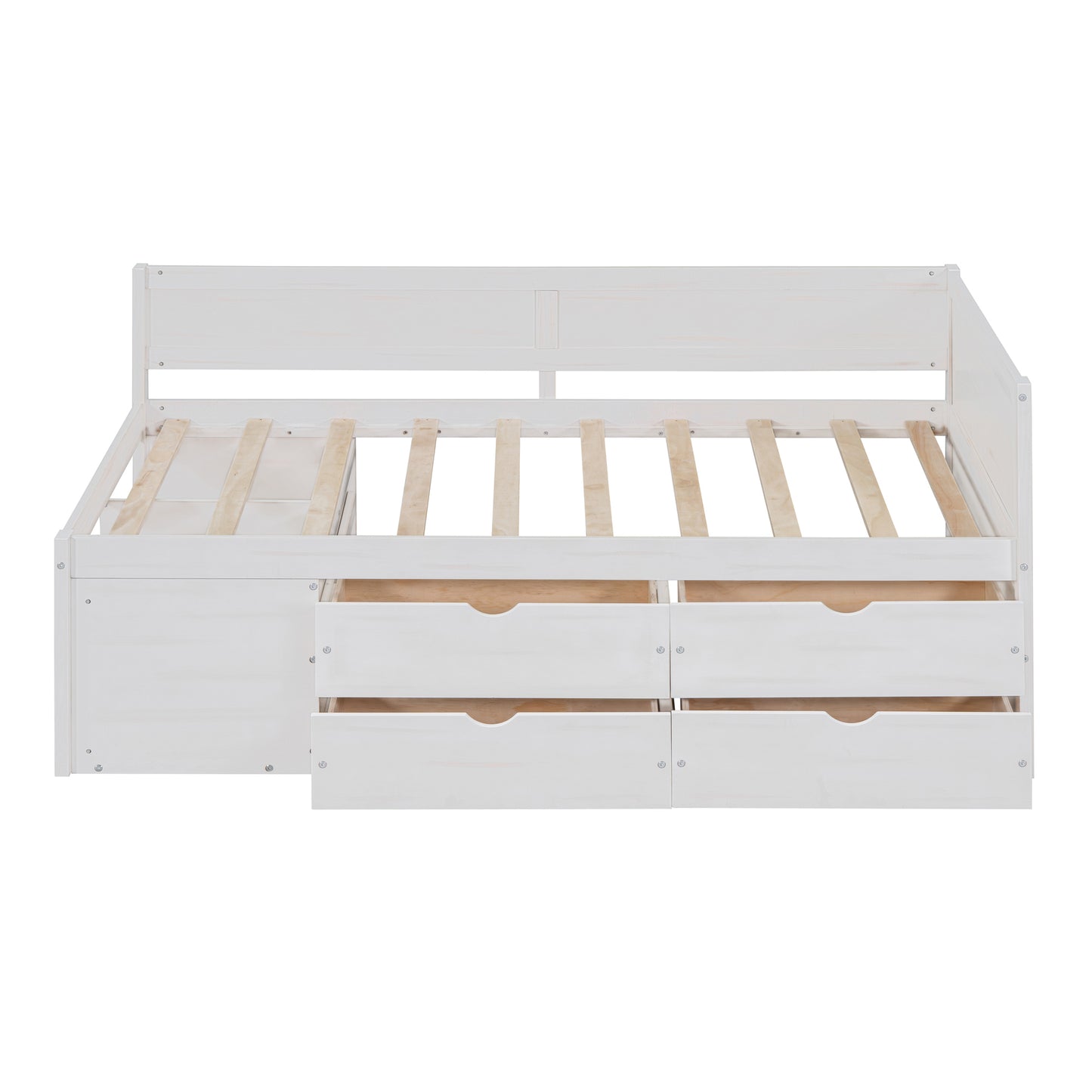 Twin Size Daybed with Drawers & Shelves - White Solid Wood for Bedroom