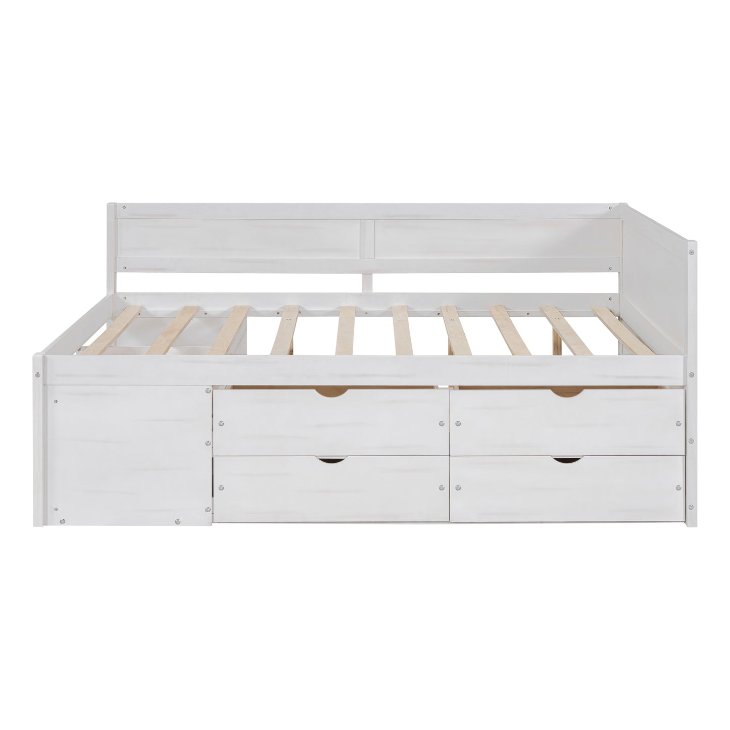 Full Size White Solid Wood Daybed with Drawers for Bedroom